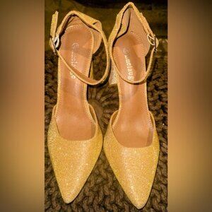 Dazzling Gold Glitter Heels by Enelauge Size 10 Women’s